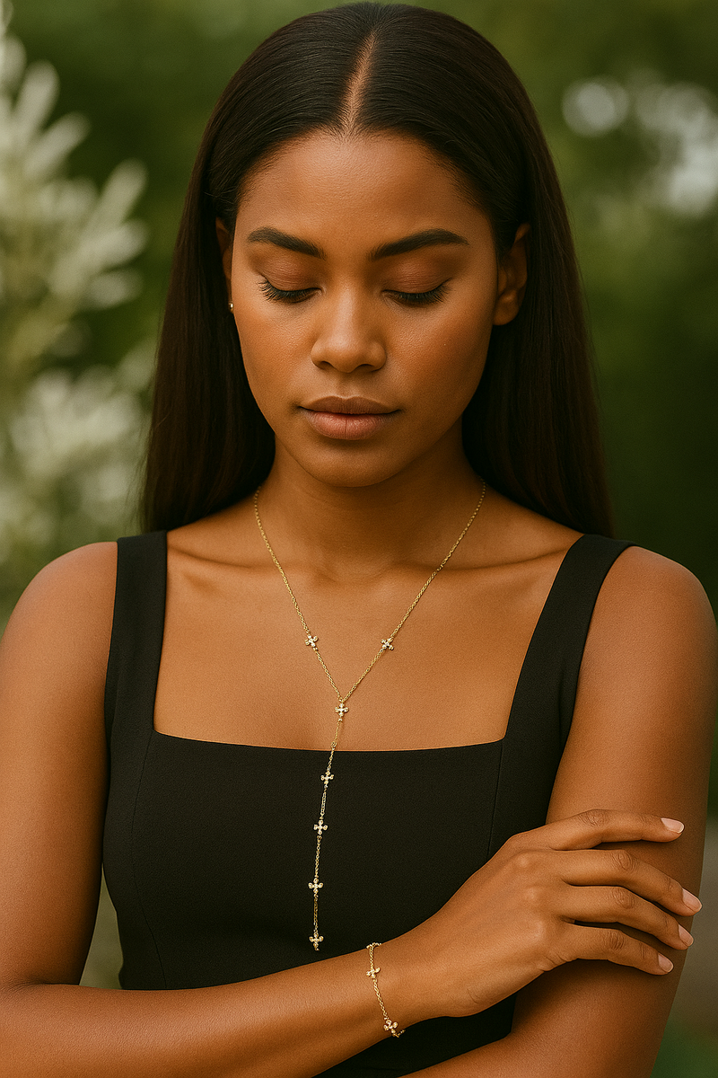 Parure Femme : Chaîne + Pendentif Croix En Acier Ou Plaque Or Cuivre - Neuf Avec étiquettes